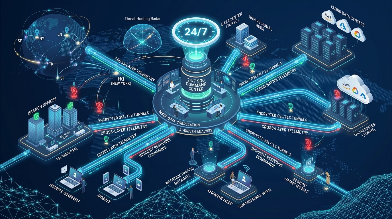 Managed Extended Detection & Response (MXDR) Architecture Diagram